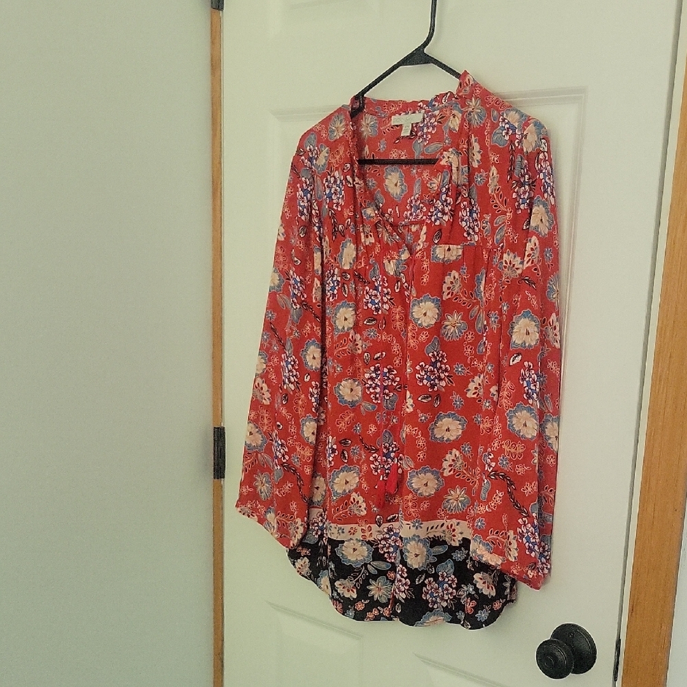 Elegant Floral Red Blouse